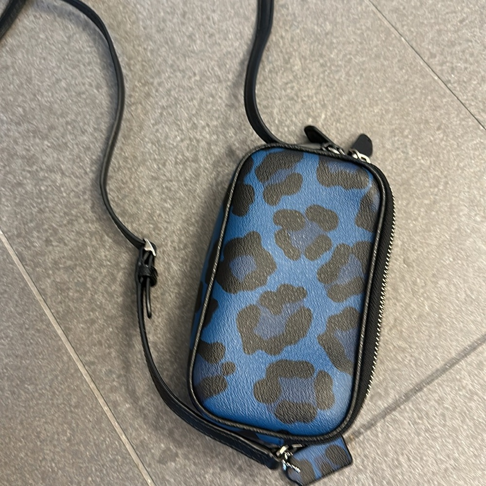 Coach Blue and Black Leopard Print Crossbody Bag - Picture 9 of 10